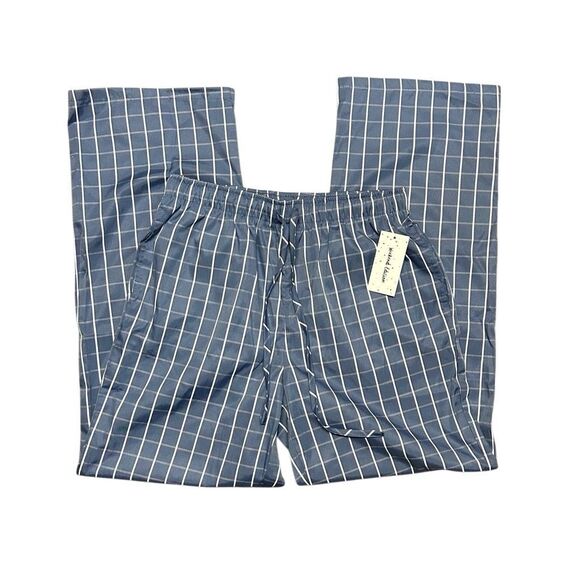 NWT Weekend Edition Blue Plaid Drawstring Lounge Pants Size M Straight Leg - Picture 4 of 10